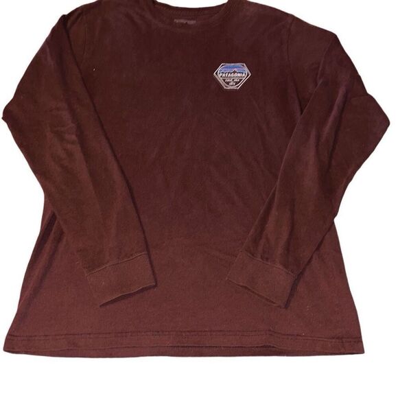 Patagonia Maroon Fitz Roy Hex Graphic Long Sleeve Tee Shirt Size Small - Picture 1 of 4